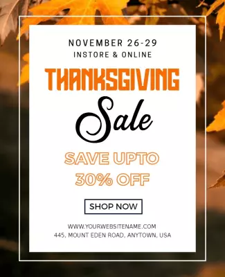 Thanksgiving Autumn Sale with Orange and Black Colors Poster Template
