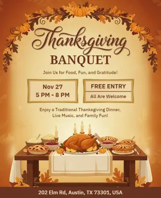 Thanksgiving Banquet Celebration Flyer Template