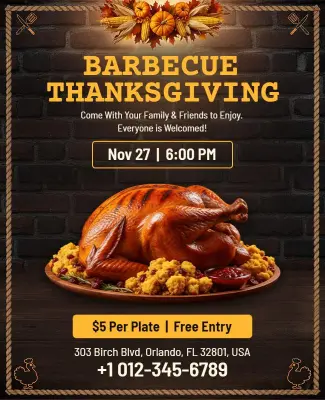 Thanksgiving Barbecue Event Invitation Flyer Template