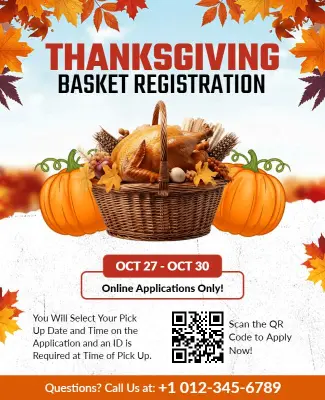 Thanksgiving Basket Registration Event Flyer Template
