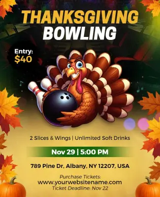 Thanksgiving Bowling Event Flyer Template