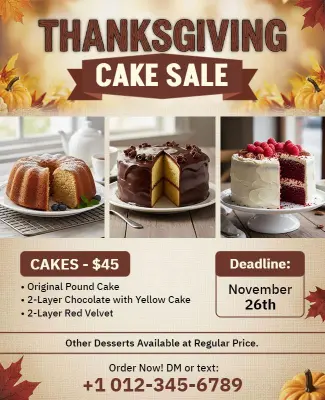 Thanksgiving Cake Sale Promotional Flyer Template