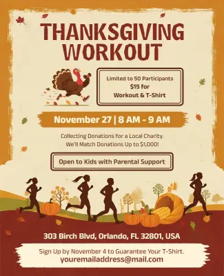 Thanksgiving Charity Workout Event Flyer Template