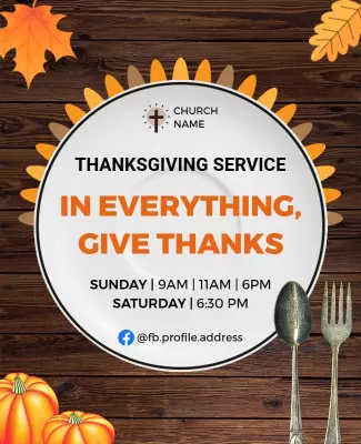 Thanksgiving Church Service Invitation Flyer Template
