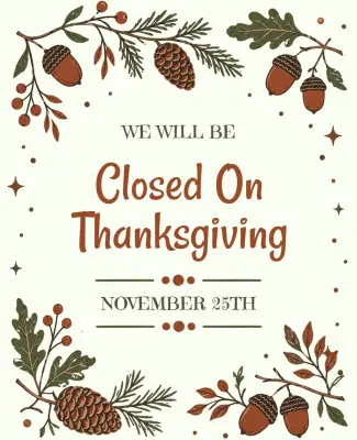 Thanksgiving Closure Announcement Poster Template