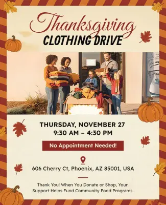 Thanksgiving Clothing Drive Donation Event Flyer Template