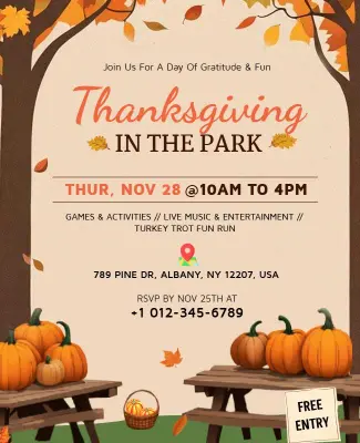 Thanksgiving Community Event in the Park Flyer Template