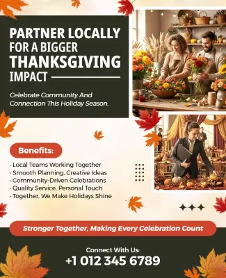 Thanksgiving Community Partnership Celebration Flyer Template