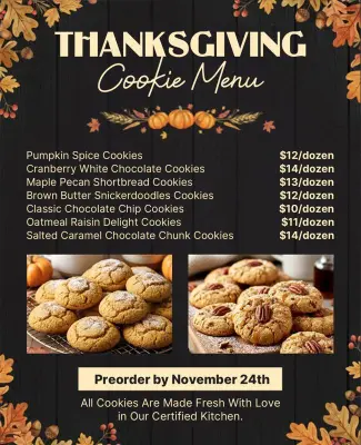 Thanksgiving Cookie Menu Flyer Template