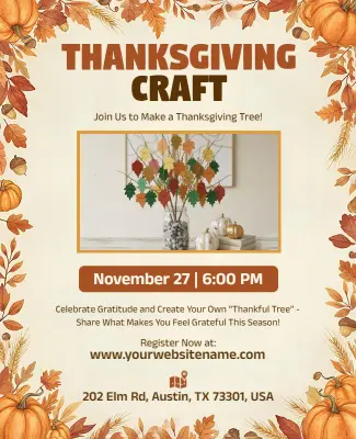 Thanksgiving Craft Workshop Event Flyer Template