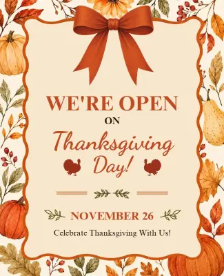 Thanksgiving Day Open Announcement Poster Template