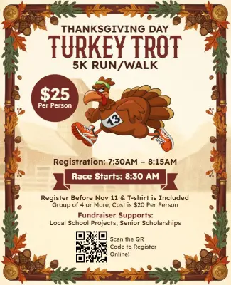 Thanksgiving Day Turkey Trot 5k Run Fundraiser Flyer Template
