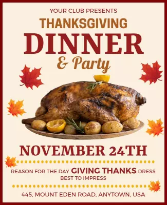 Thanksgiving Dinner and Party Celebration Flyer Template
