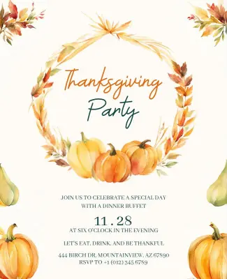 Thanksgiving Dinner Celebration Party Flyer Template