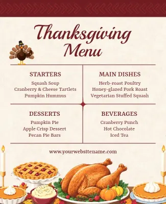 Thanksgiving Dinner Menu Poster Template