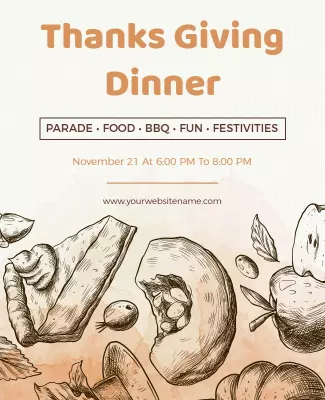 Rustic Autumn Thanksgiving Dinner Celebration Flyer Template