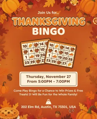 Thanksgiving Family Bingo Event Flyer Template