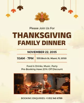 Thanksgiving Family Dinner Event Flyer Template