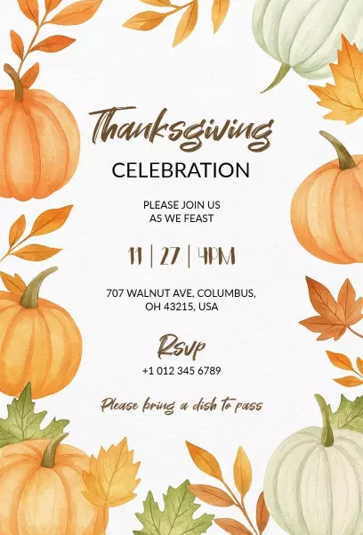 Thanksgiving Family Feast Celebration Invitation Template