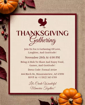 Thanksgiving Gathering Celebration Flyer Template