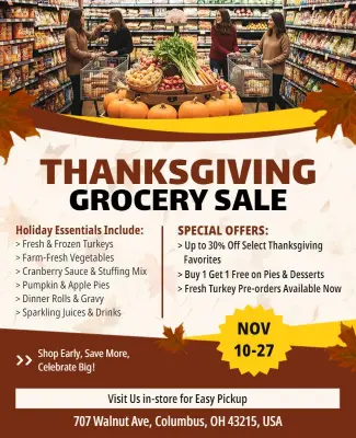 Thanksgiving Grocery Sale Promotional Flyer Template