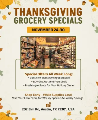Thanksgiving Grocery Specials Promotion Flyer Template