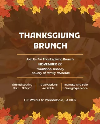 Thanksgiving Holiday Brunch Event Flyer Template