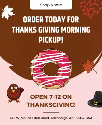 Thanksgiving Morning Donut Pickup Flyer Template