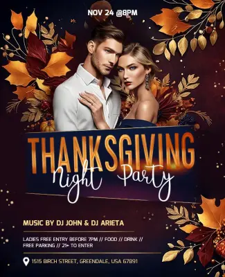Thanksgiving Night Party Celebration Flyer Template