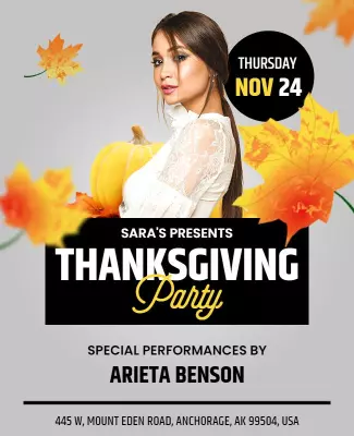 Thanksgiving Party Celebration Flyer Template