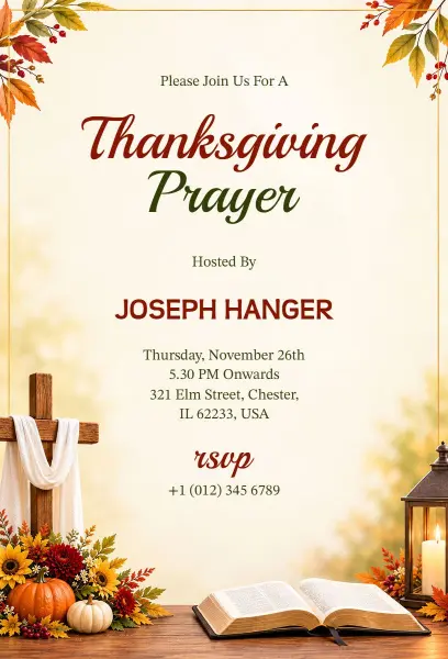 Thanksgiving Prayer Gathering Invitation Template