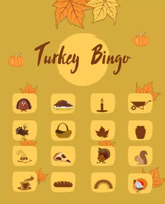 Thanksgiving Turkey Bingo Game Flyer Template