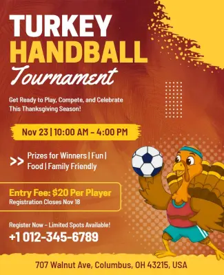 Thanksgiving Turkey Handball Tournament Flyer Template