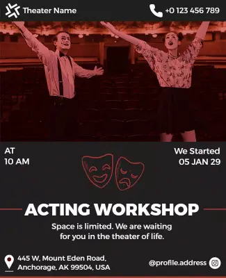 Theater Acting Workshop Event Flyer Template