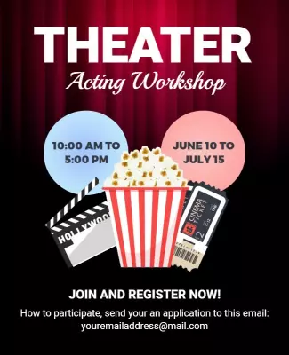 Theater Inspired Popcorn Acting Workshop Flyer Template