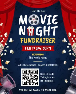 Theater-Themed Movie Night Fundraiser Announcement Flyer Template