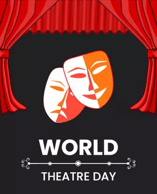 Theatrical Red Curtain Celebration for World Theatre Day Poster Template