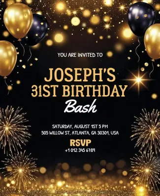 Thirty-First Birthday Party Invitation Flyer Template
