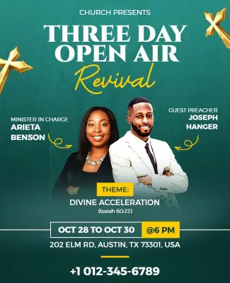 Three Day Open Air Church Revival Flyer Template