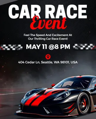 Thrilling Car Race Event Poster Template