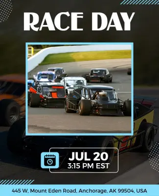 Thrilling Race Day Announcement Flyer Template