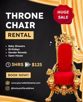 Throne Chair Rental Promotion Flyer Template