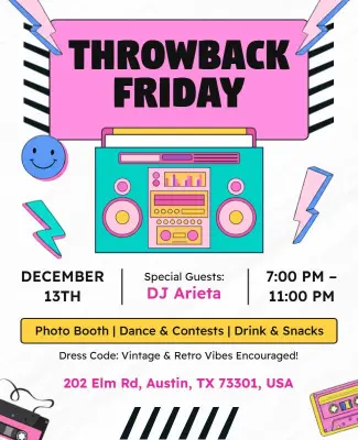 Throwback Friday Party with DJ Flyer Template