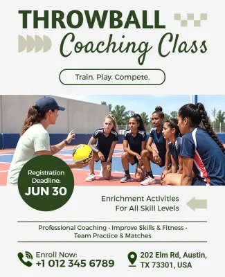 Throwball Coaching Class Training Flyer Template