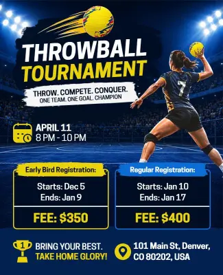 Throwball Tournament Event Flyer Template