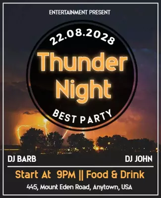 Thunder Night Party Event Flyer Template