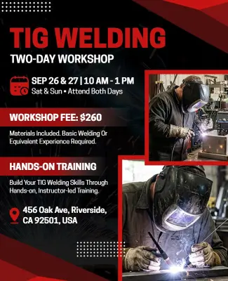 TIG Welding Workshop Training Flyer Template