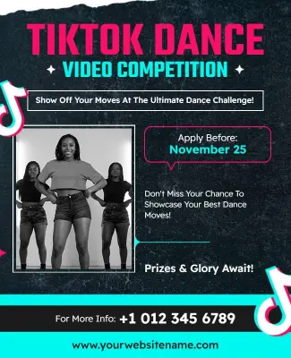 Tiktok Dance Video Competition Flyer Template