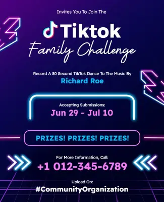 Tiktok Family Dance Challenge Flyer Template