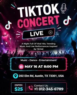 Tiktok Live Music Concert Flyer Template